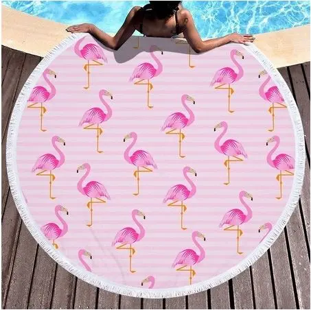 Serviette de Plage Ronde Flamants Roses