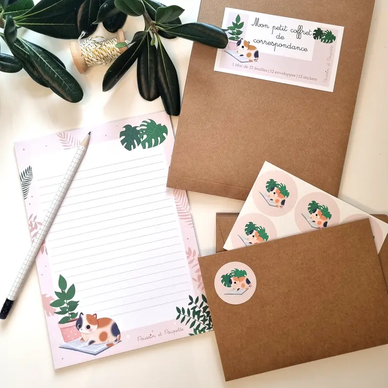 SET DE CORRESPONDANCE - CHATS ET PLANTES