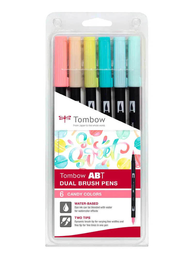 Set Feutres ABT DUAL BRUSH PEN 6 Couleurs Candy – Tombow