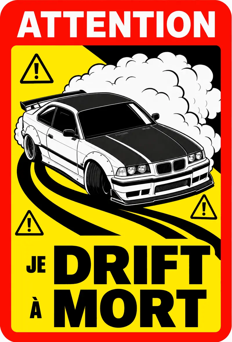 STICKER BMW E36 - JE DRIFT À MORT - AC179