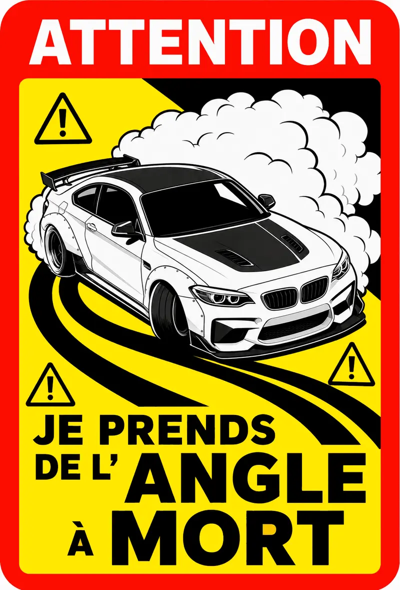 STICKER BMW M2 - JE PRENDS DE L'ANGLE À MORT - AC167