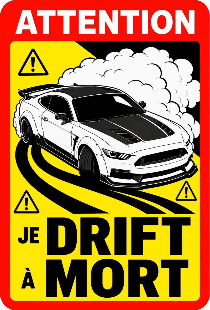 STICKER FORD MUSTANG - JE DRIFT À MORT - AC184