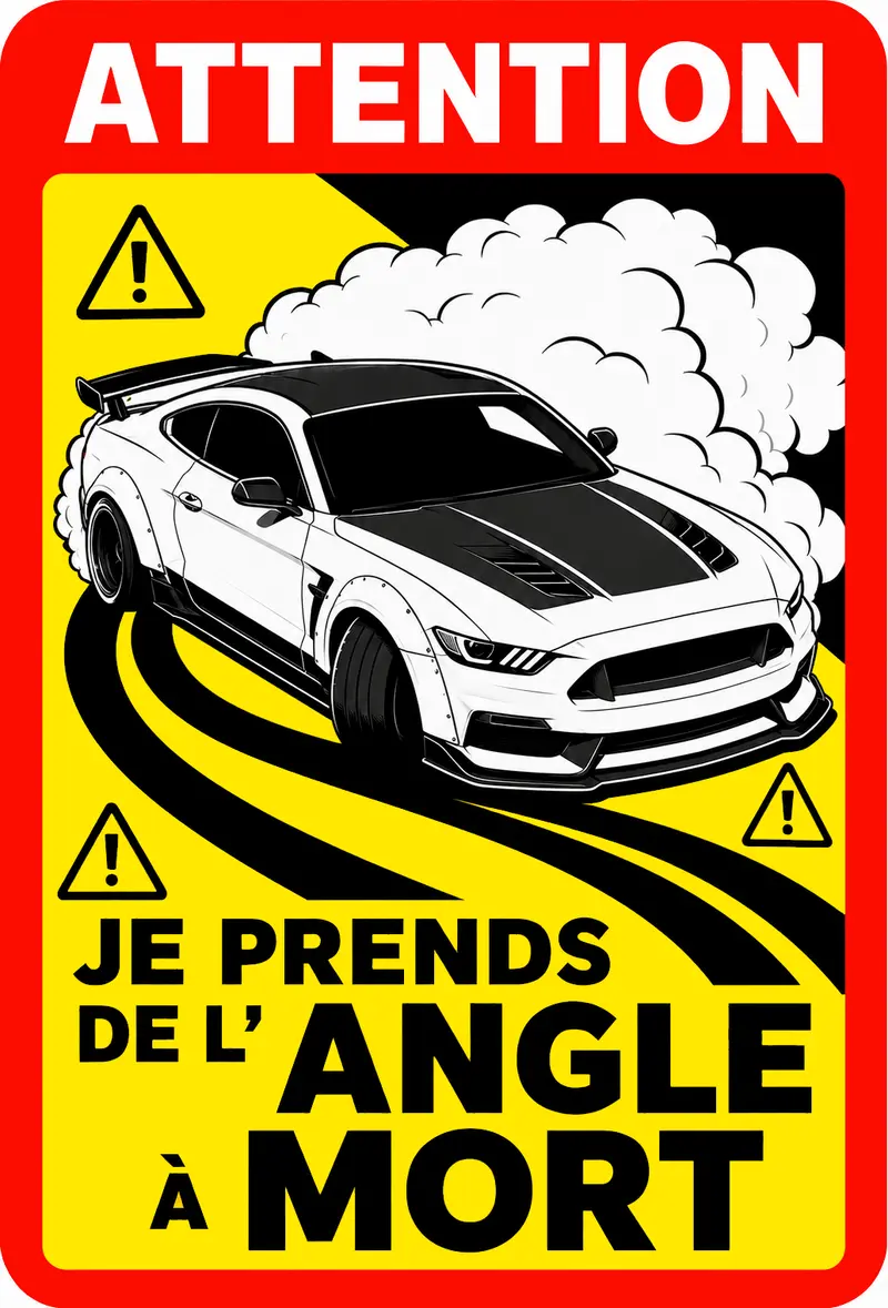 STICKER FORD MUSTANG - JE PRENDS DE L'ANGLE À MORT - AC174