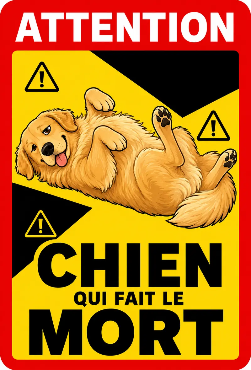 STICKER GOLDEN RETRIEVER - CHIEN QUI FAIT LE MORT - AC186