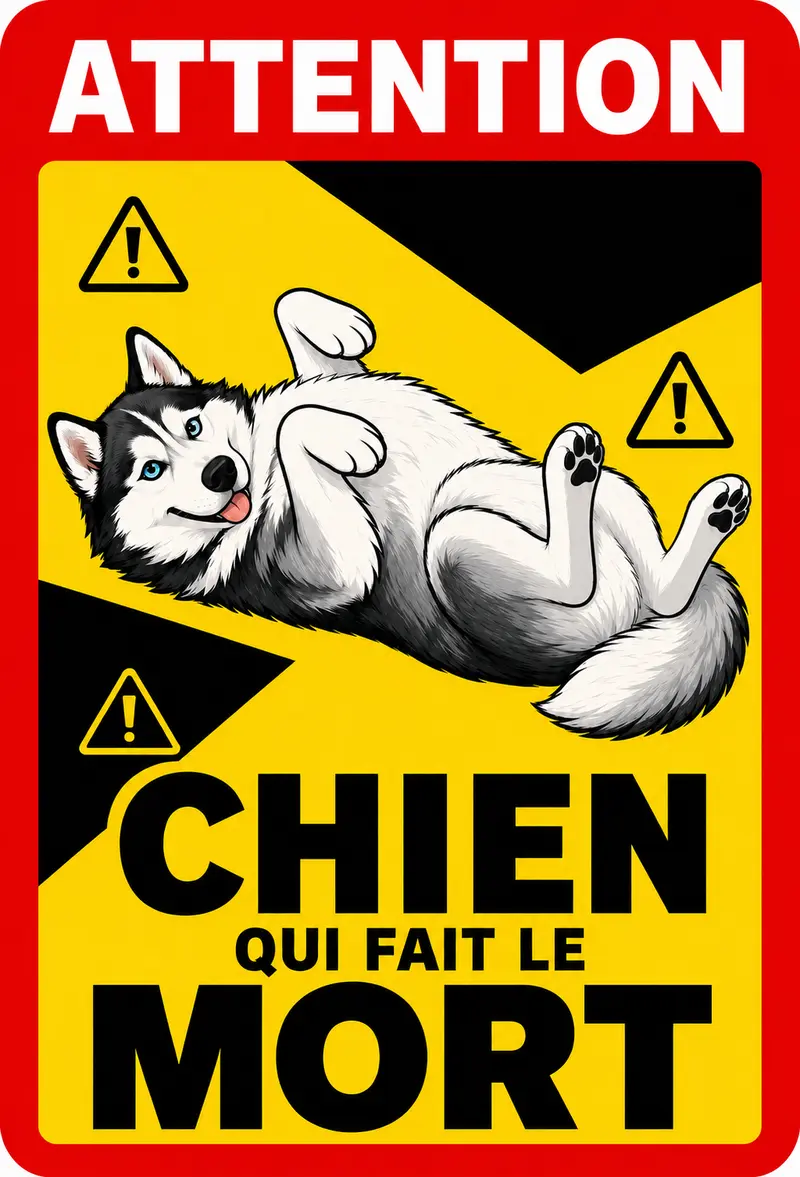 STICKER HUSKY SIBÉRIEN - CHIEN QUI FAIT LE MORT - AC196