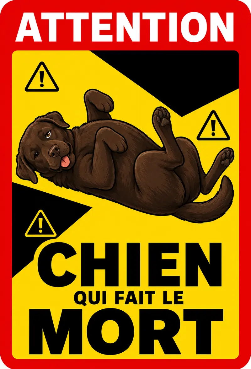 STICKER LABRADOR NOIR - CHIEN QUI FAIT LE MORT - AC190