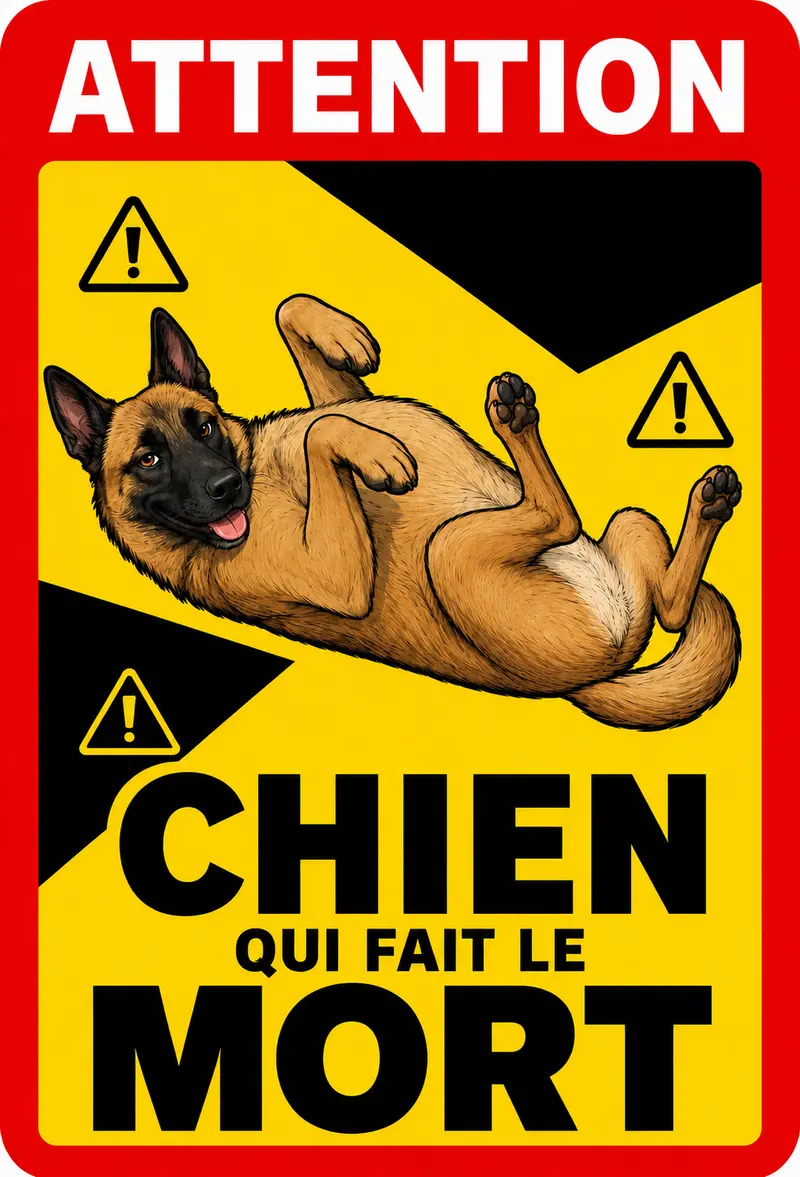 STICKER MALINOIS - CHIEN QUI FAIT LE MORT - AC189
