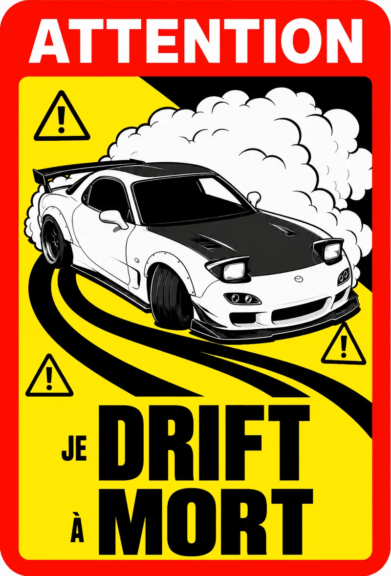 STICKER MAZDA RX-7 FD - JE DRIFT À MORT - AC182
