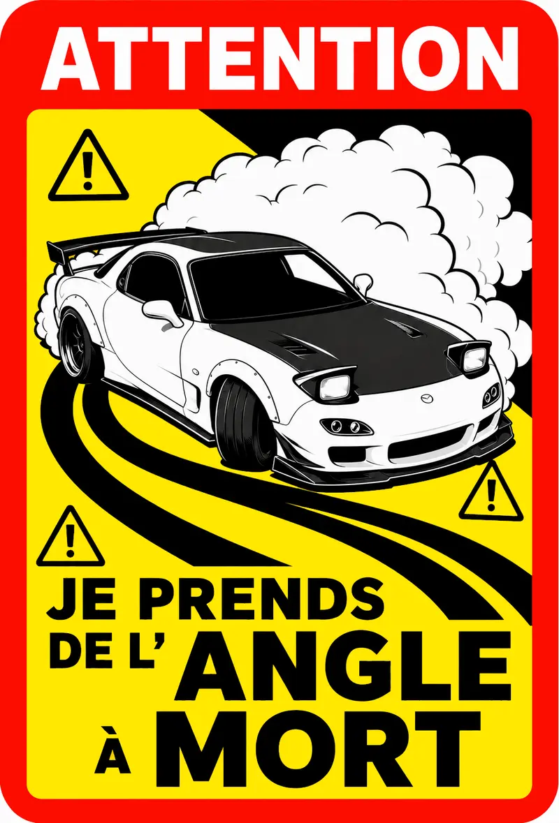 STICKER MAZDA RX-7 FD - JE PRENDS DE L'ANGLE À MORT - AC172