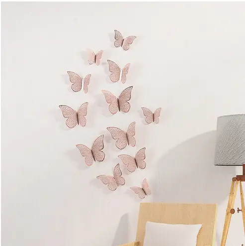 Sticker Mural Papillon Couleur Or Rose