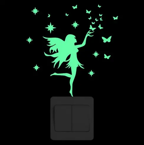 Sticker Mural Papillon et Fée Phosphorescent
