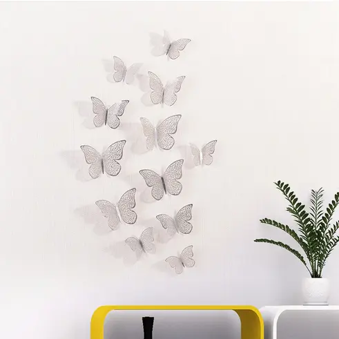 Sticker Mural Papillons argenté