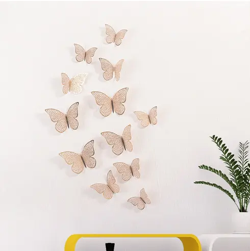 Sticker Mural Papillons Doré