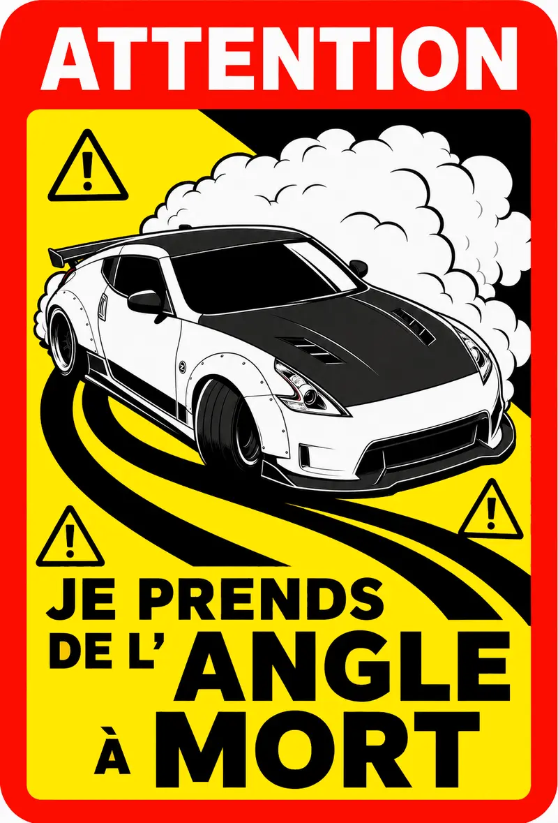 STICKER NISSAN 370Z - JE PRENDS DE L'ANGLE À MORT - AC165