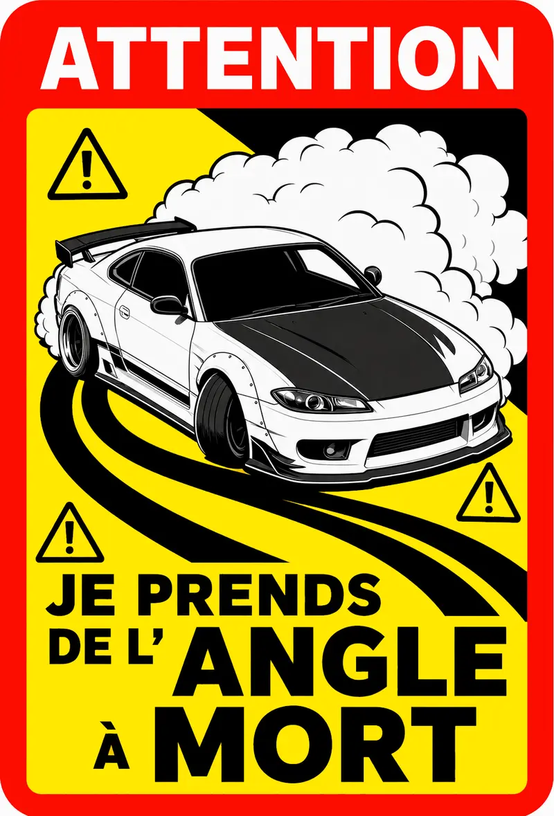 STICKER NISSAN SILVIA S15 - JE PRENDS DE L'ANGLE À MORT - AC171