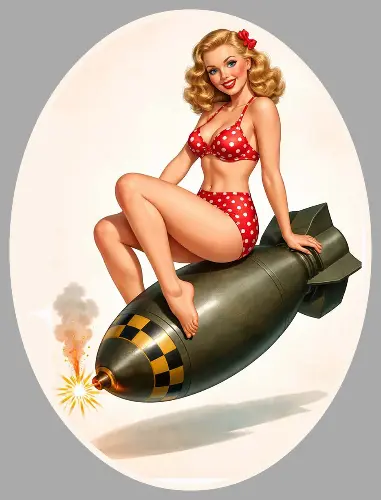 Sticker Pin-Up Bombe Vintage Rouge