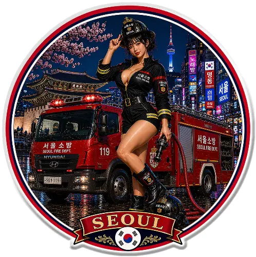 Sticker Pin-Up Pompiers Séoul PZ150