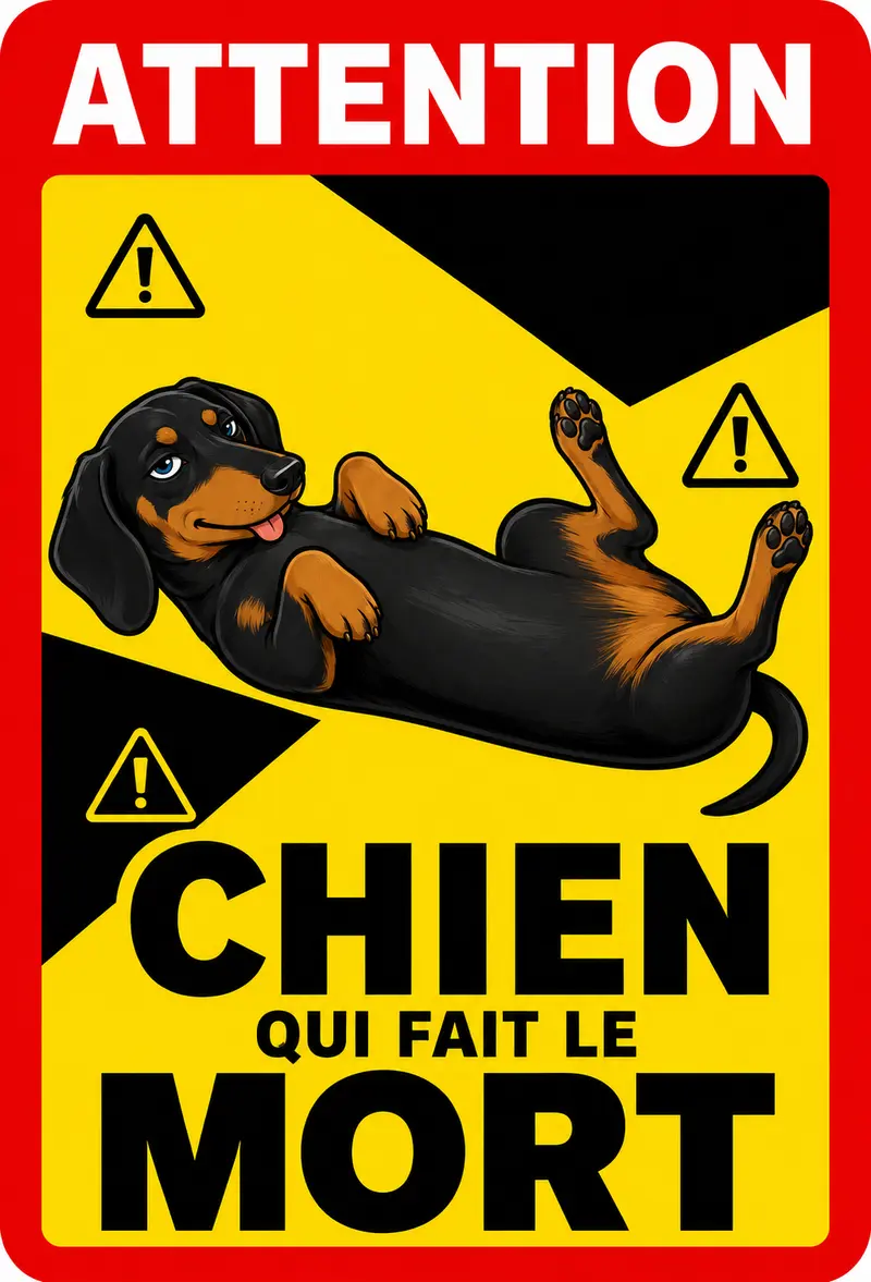 STICKER TECKEL - CHIEN QUI FAIT LE MORT - AC191