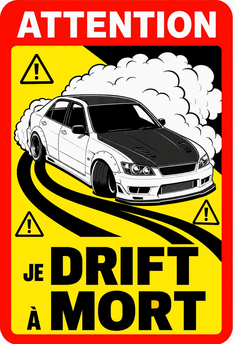 STICKER TOYOTA CHASER JZX100 - JE DRIFT À MORT - AC183