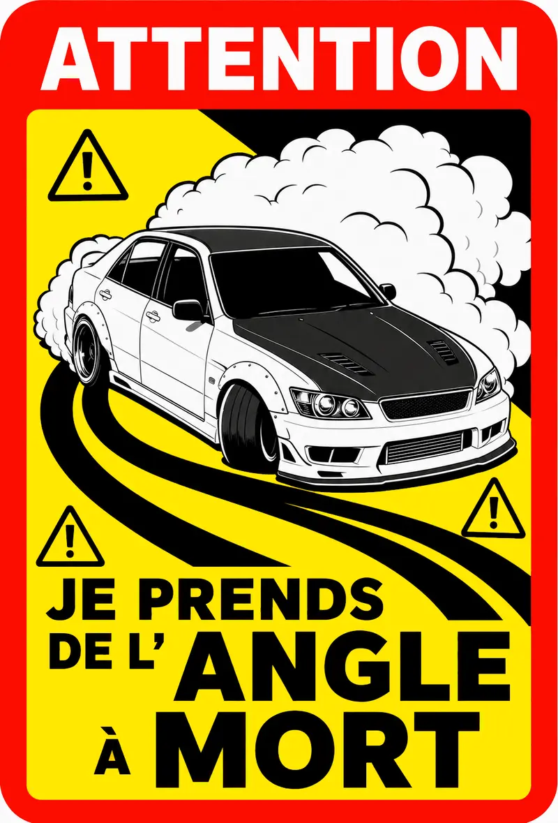 STICKER TOYOTA CHASER JZX100 - JE PRENDS DE L'ANGLE À MORT - AC173