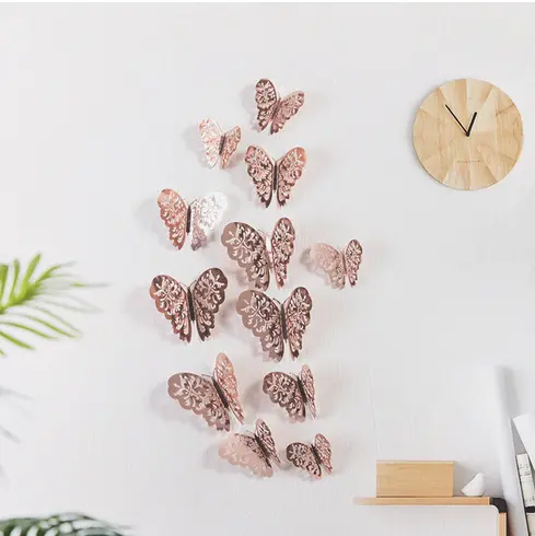 Stickers Muraux Papillon Couleur Or rose