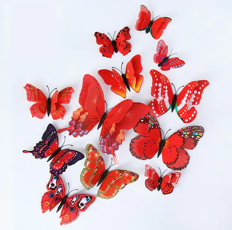 Stickers Muraux Papillon Rouge
