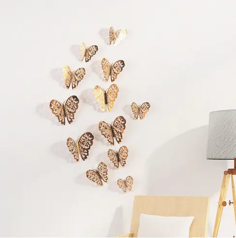 Stickers Muraux Papillons Couleur Or