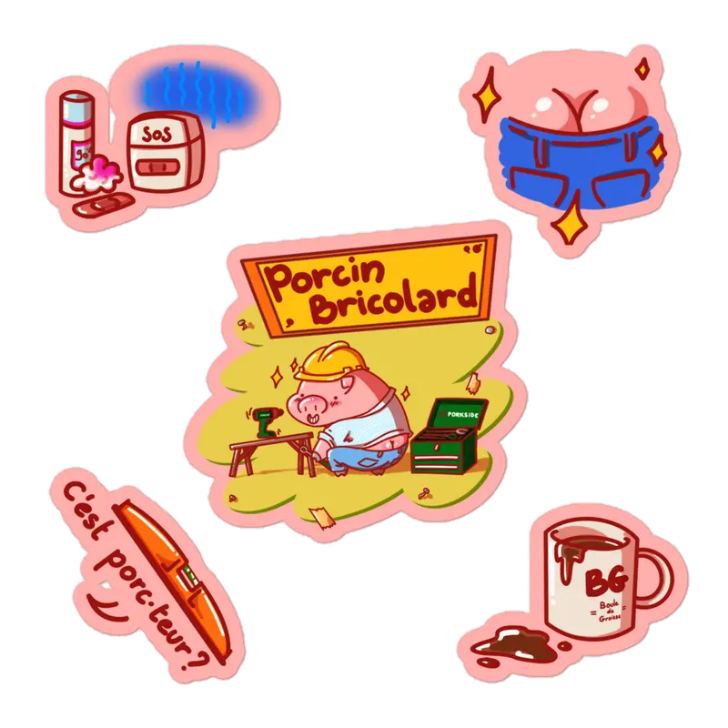 Stickers Porcin Bricolard