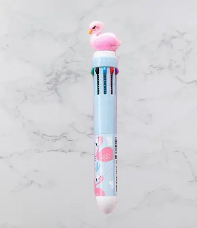 Stylo Bic Flamant Rose 10 couleurs Bleu
