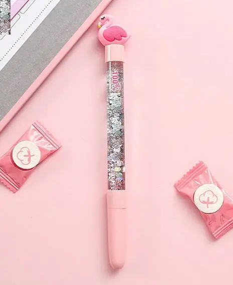 Stylo Flamant Rose Paillettes