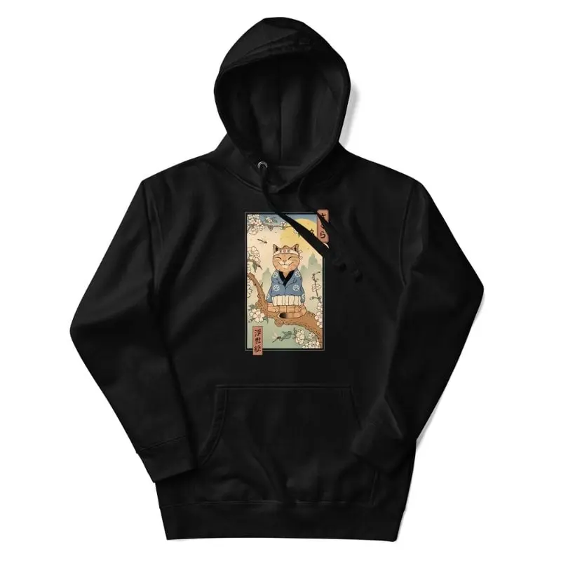 Sudadera Japonesa Ukiyo-e Neko Sakura