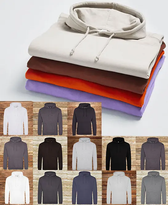 Sweat à capuche 280g - Emplacements coeur et dos - Nuancier Blanc Gris Noir