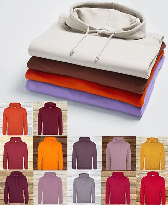 Sweat à capuche 280g - Emplacements coeur et dos - Nuancier violet marron rouge