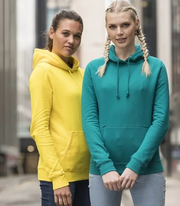 Sweat à capuche coupe féminine 280g - Emplacement coeur & dos - Nuancier couleur vert bleu