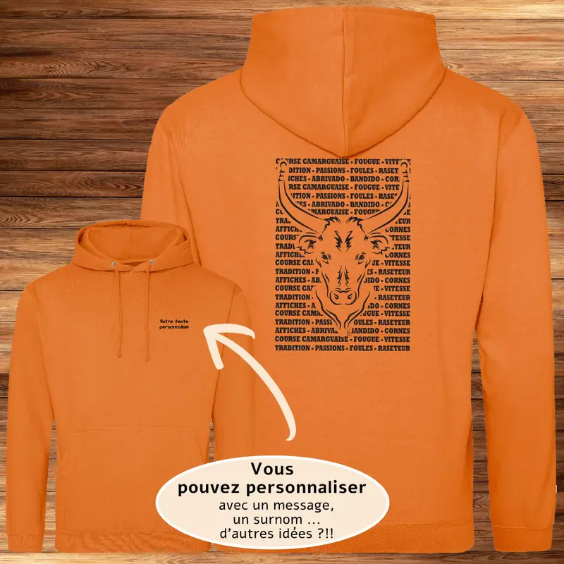Sweat-shirt Taureau Course Camarguaise - Personnalisable