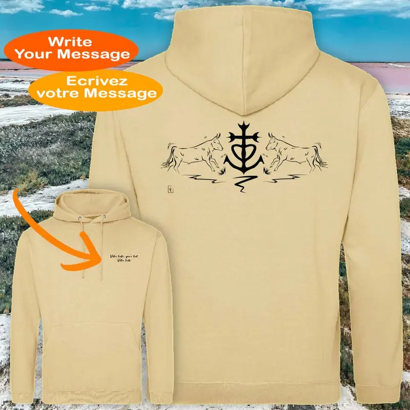 Sweat-shirt Taureaux & Croix de Camargue - Personnalisable