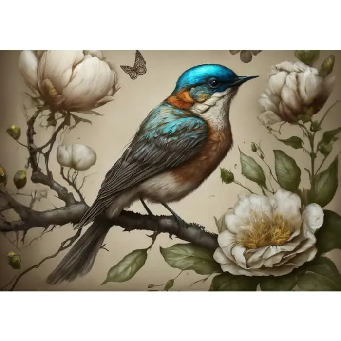 Sweet Bird en papier de découpage bleu par Mint