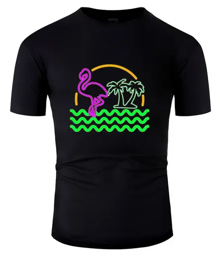 T-shirt avec imprimé Flamant Rose Néon