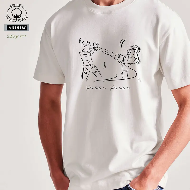 T-shirt Coton Bio Kickboxing Sport de Combat - Personnalisable
