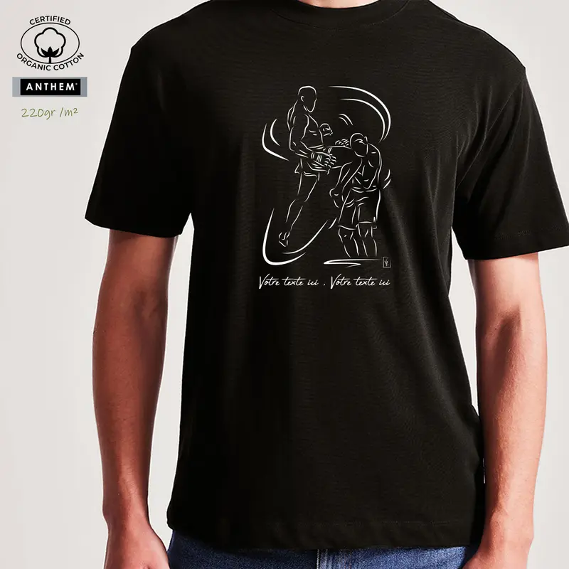 T-shirt Coton Bio MMA Sport de Combat Poings Genoux - Personnalisable