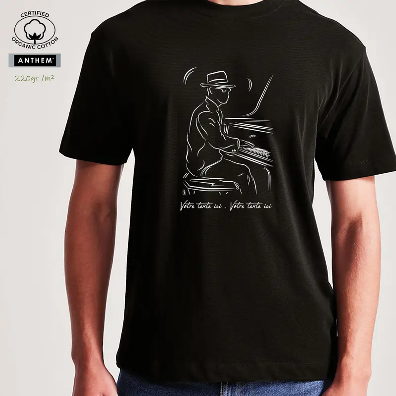 T-shirt Coton Bio Musique Piano Jazz - Personnalisable