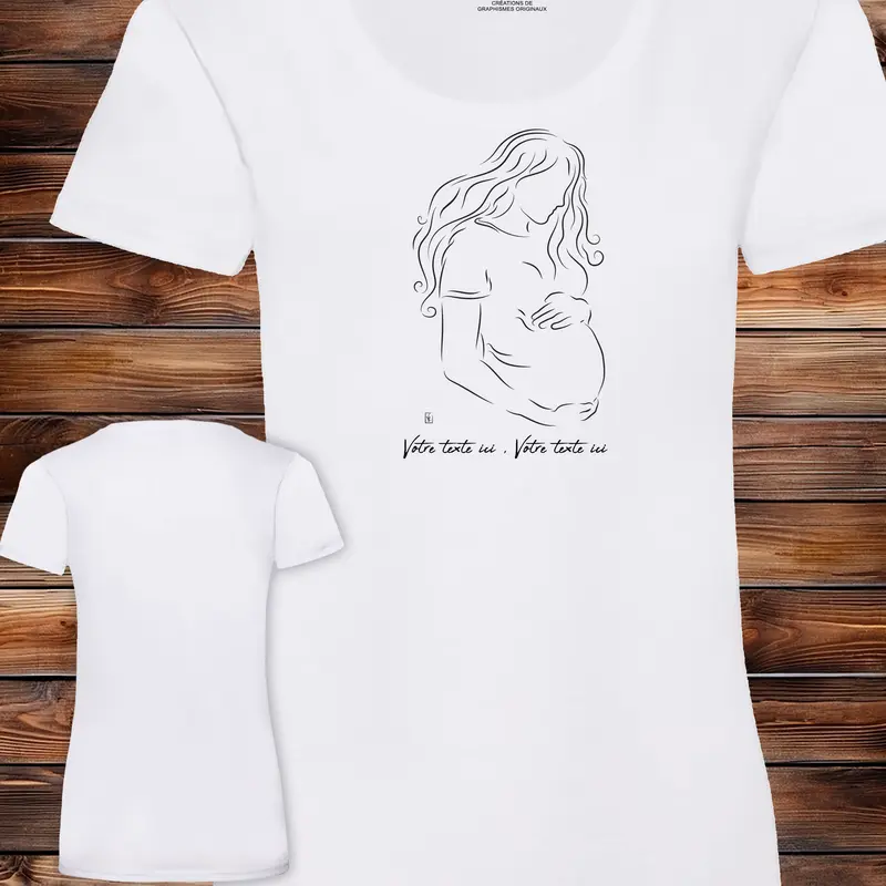 T-shirt Coton Femme Enceinte Naissance - Personnalisable