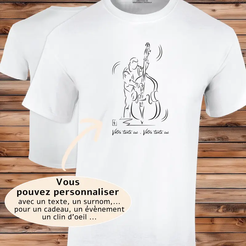 T-shirt Coton Musicien Contrebassiste - Personnalisable
