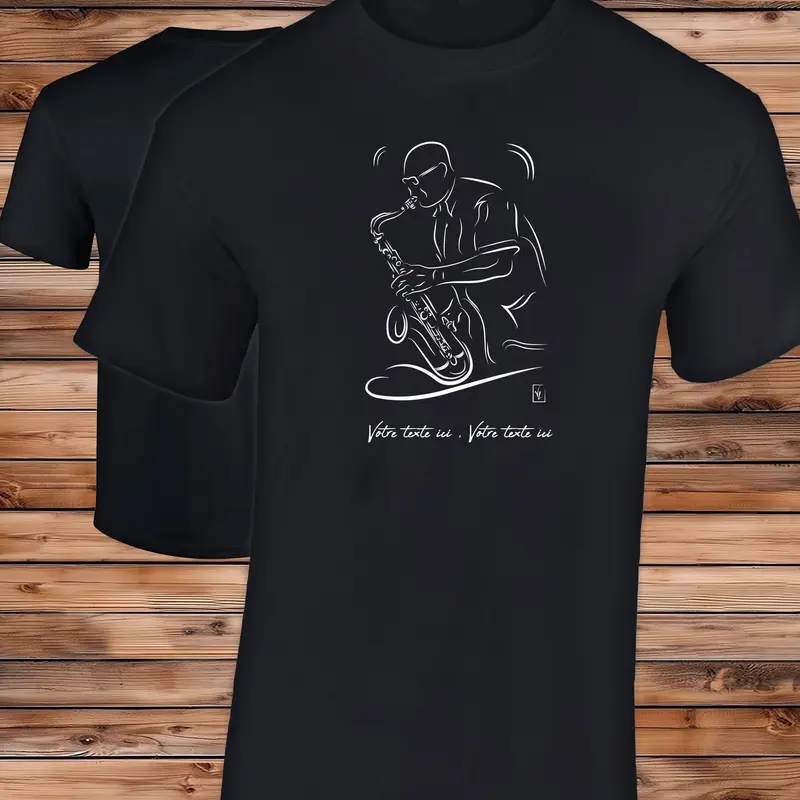 T-shirt Coton Musicien Saxophone Jazz - Personnalisable
