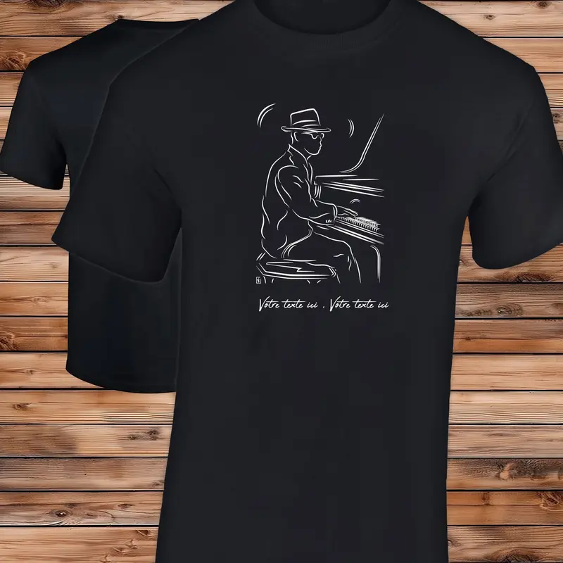 T-shirt Coton Musique Jazz Piano Pianiste - Personnalisable