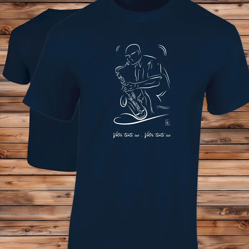 T-shirt Coton Saxophoniste Jazz Musicien - Personnalisable