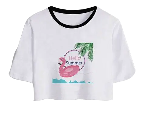 T-shirt Crop Top Flamant Rose Bouée