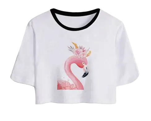 T-shirt Crop Top Flamant Rose Chic