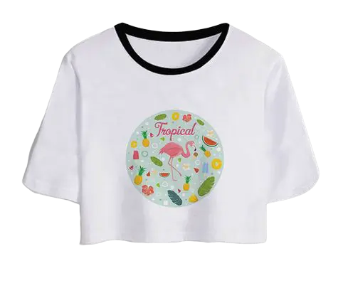 T-shirt Crop Top Flamant Rose Fruits