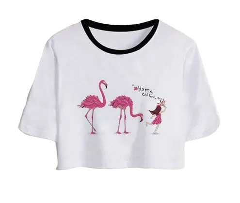 T-shirt Crop Top Flamant Rose Humour